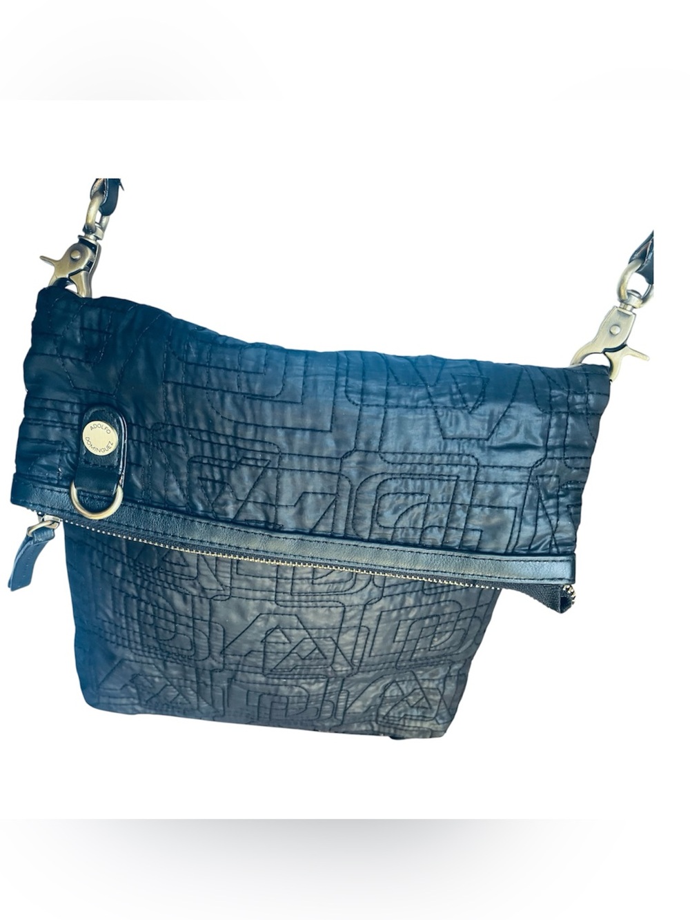 👜 Adolfo Dominguez Spanish Designer Black Monogram Fold over Crossbody
unisex